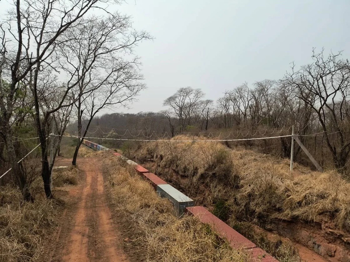 Estrutura aérea de cordas para travessia de animais silvestres. 